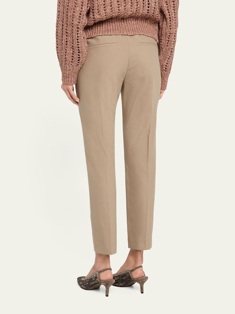 Cotton Slim-Leg Ankle Pull-On Pants 3