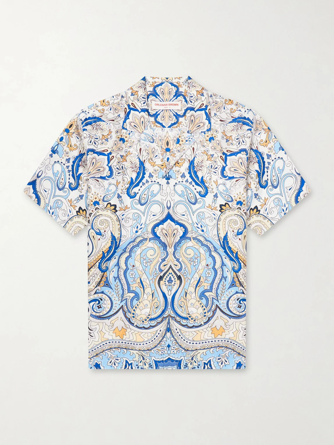 Maitan Camp-Collar Printed Silk-Satin Shirt - 1
