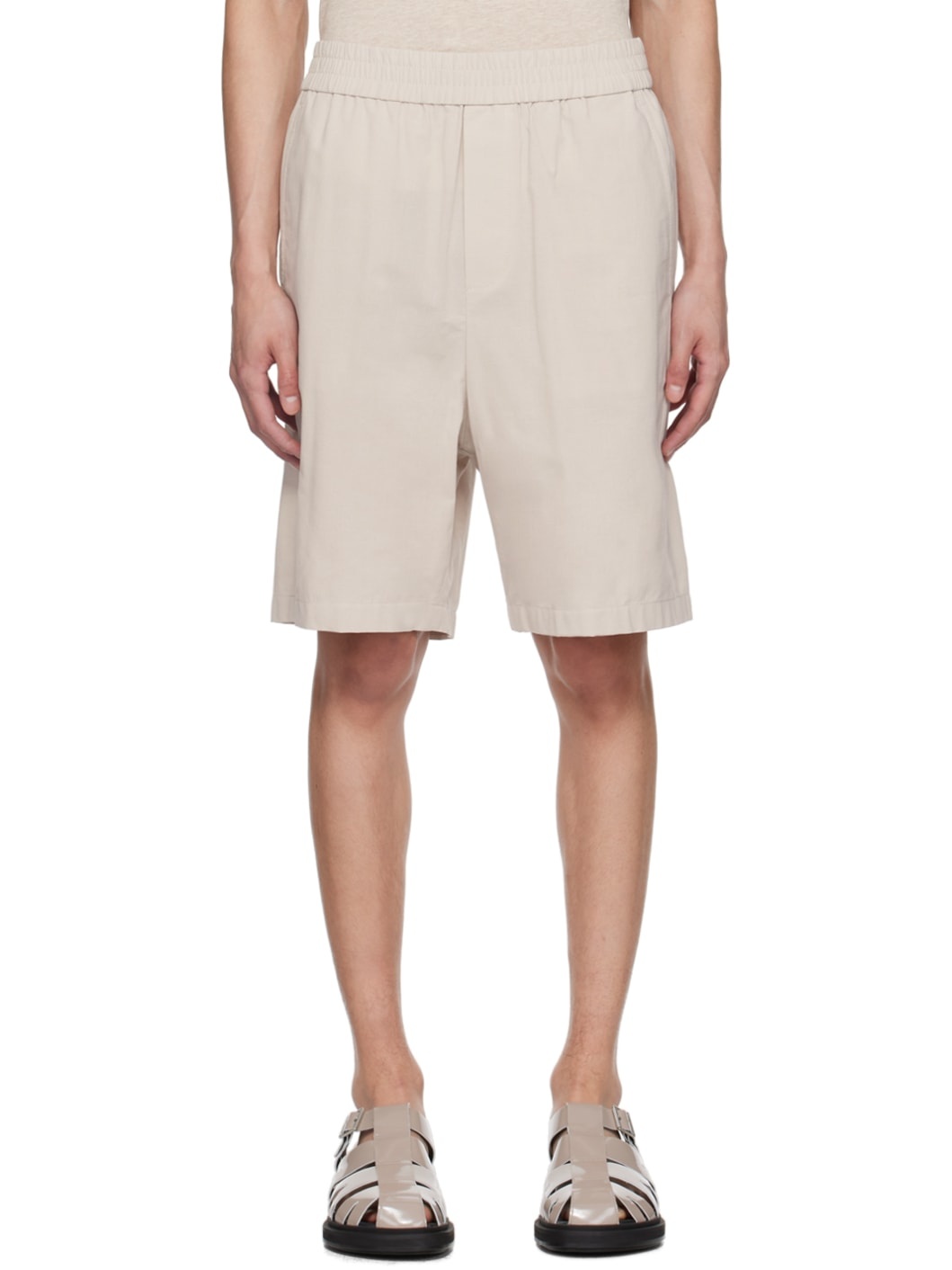 Black Elasticized Waist Shorts - 1