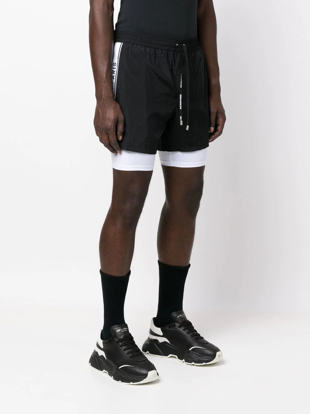 layered logo-tape shorts - 3