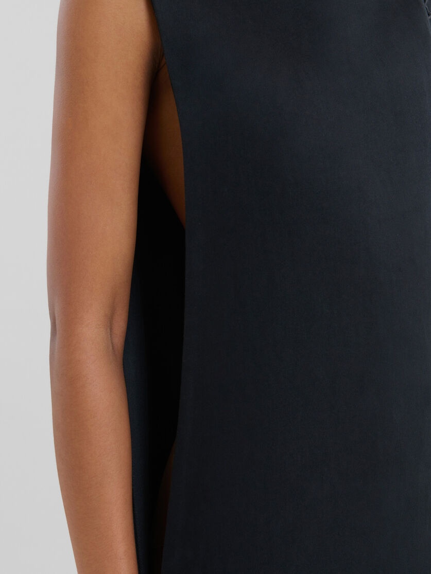 BLACK ORGANIC COTTON SATIN A-LINE DRESS - 5