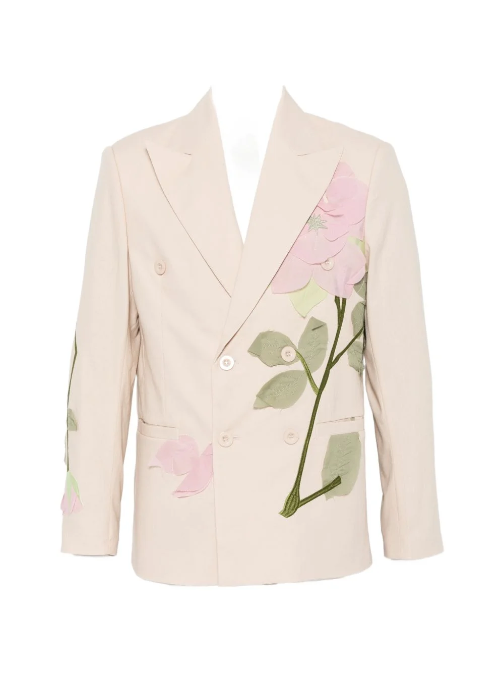 floral-detail double-breasted blazer - 1