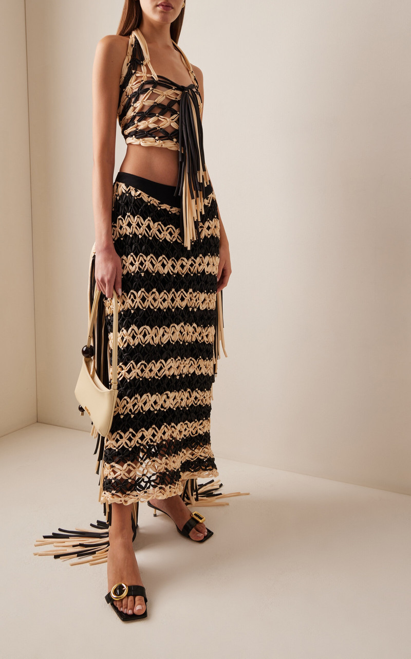 Lacovia Crocheted Satin Crop Top black/white 4