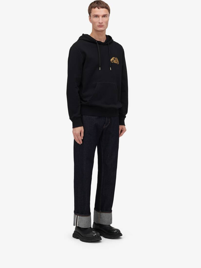 Men's Half Seal Logo Hooded Sweatshirt in Black 3