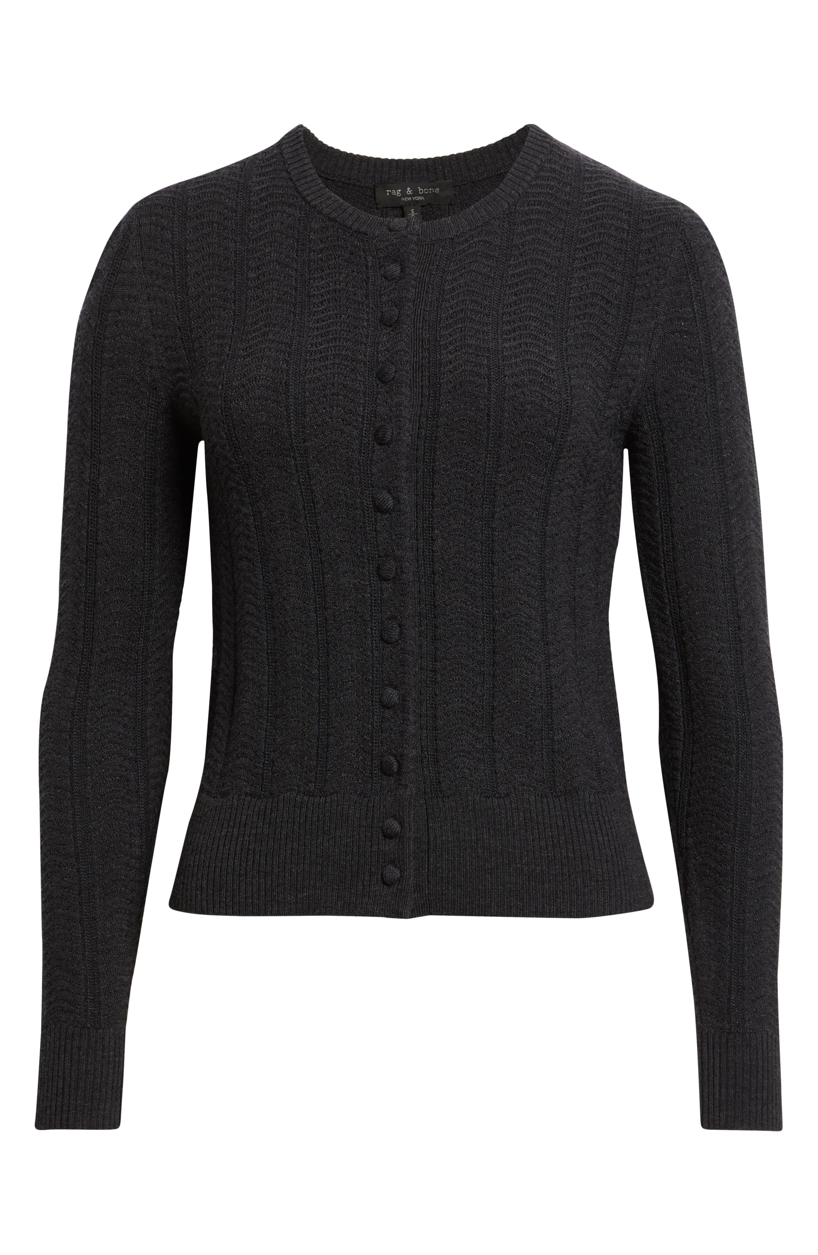 rag & bone Francesca Wool Blend Cardigan in Charcoal at Nordstrom - 5