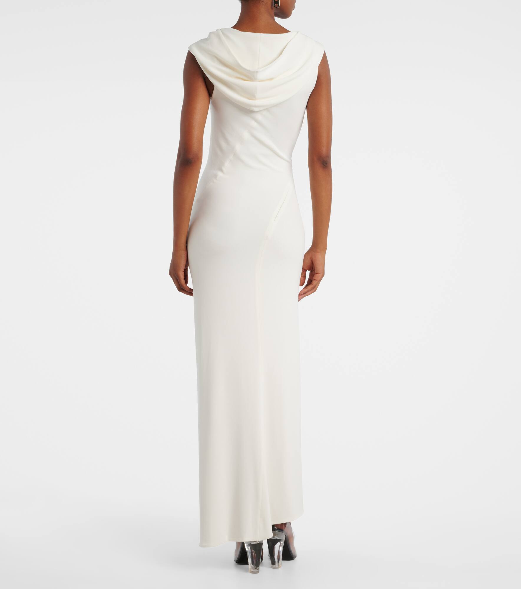 Hooded asymmetric jersey gown - 3