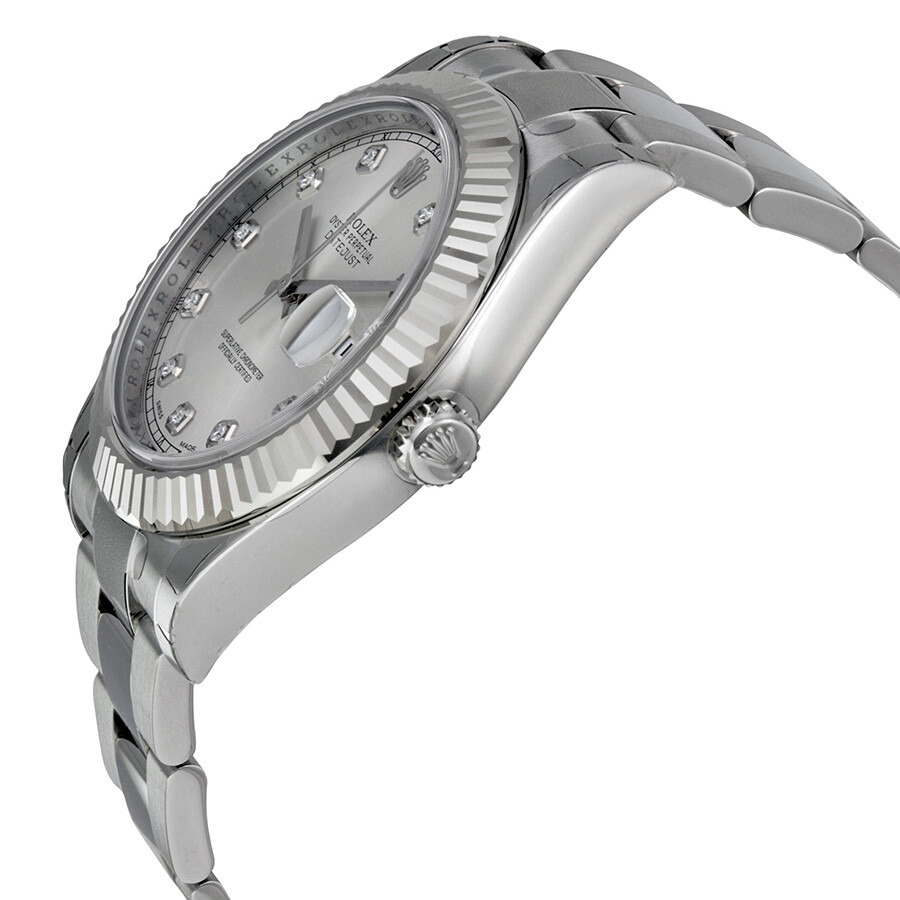 Pre-owned Rolex Datejust Ii Diamond Silver Dial Men's Watch 116334SDO - 2