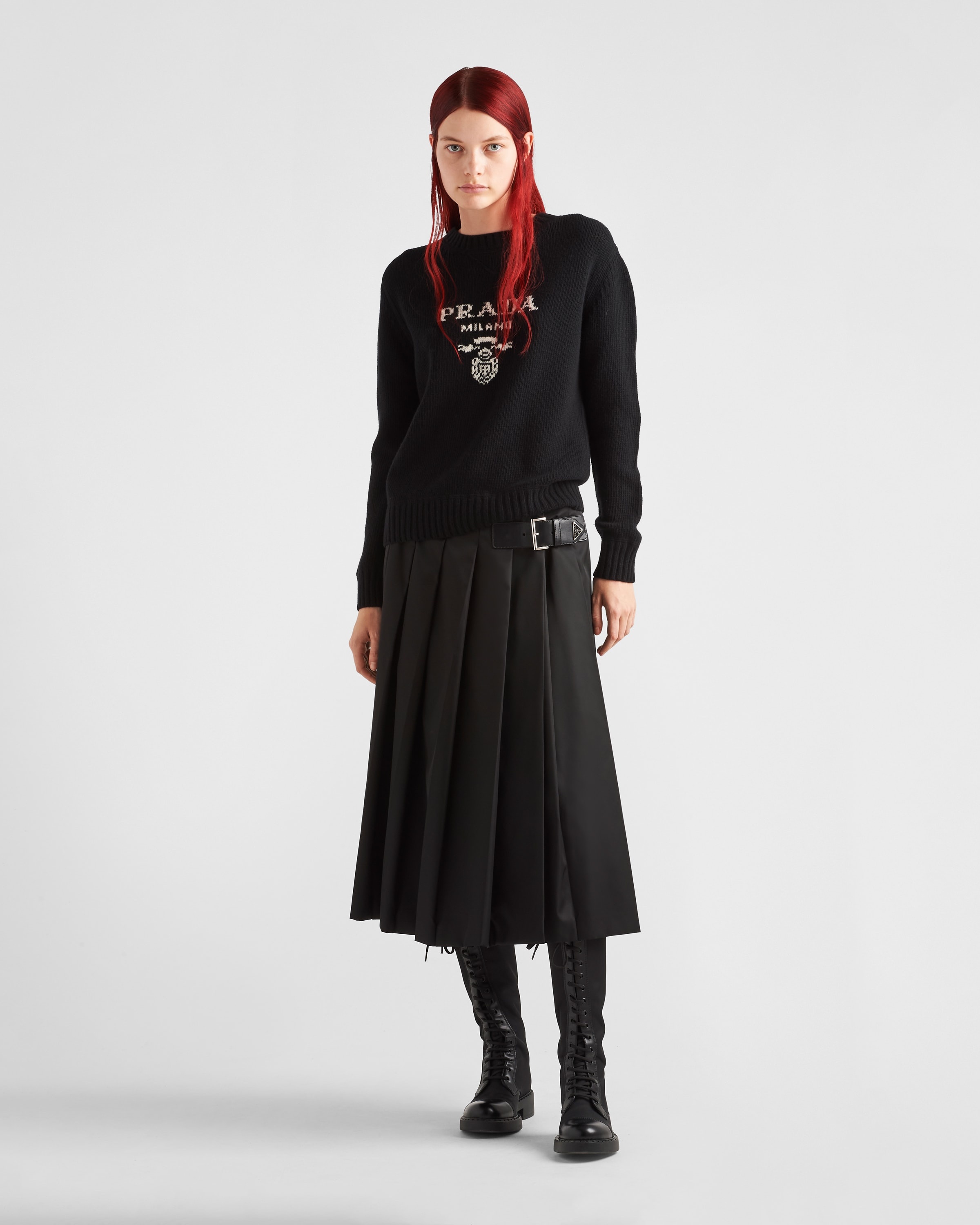 Cashmere and wool Prada logo crew-neck sweater - 2