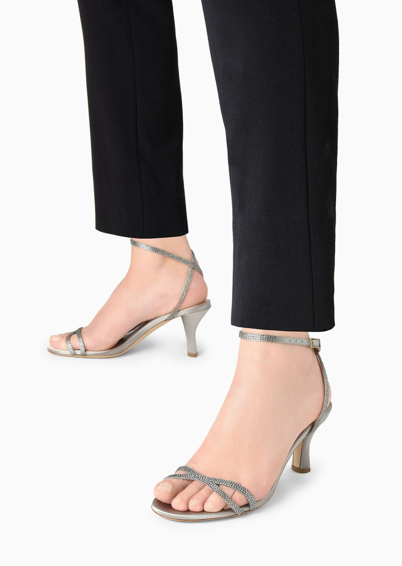 Satin and rhinestone heeled sandals 6