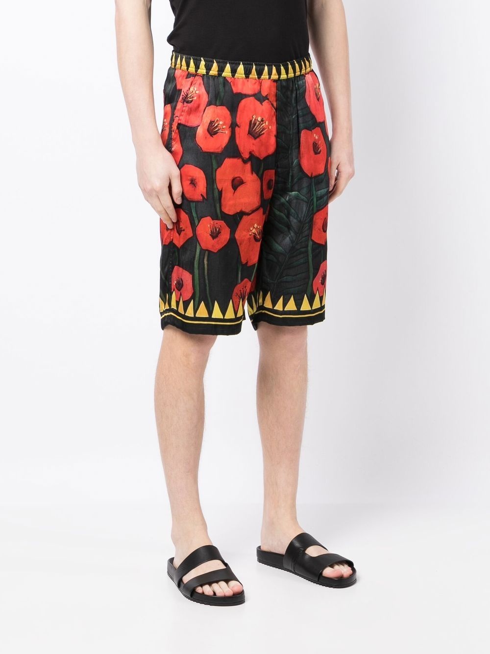 floral-print silk shorts - 3