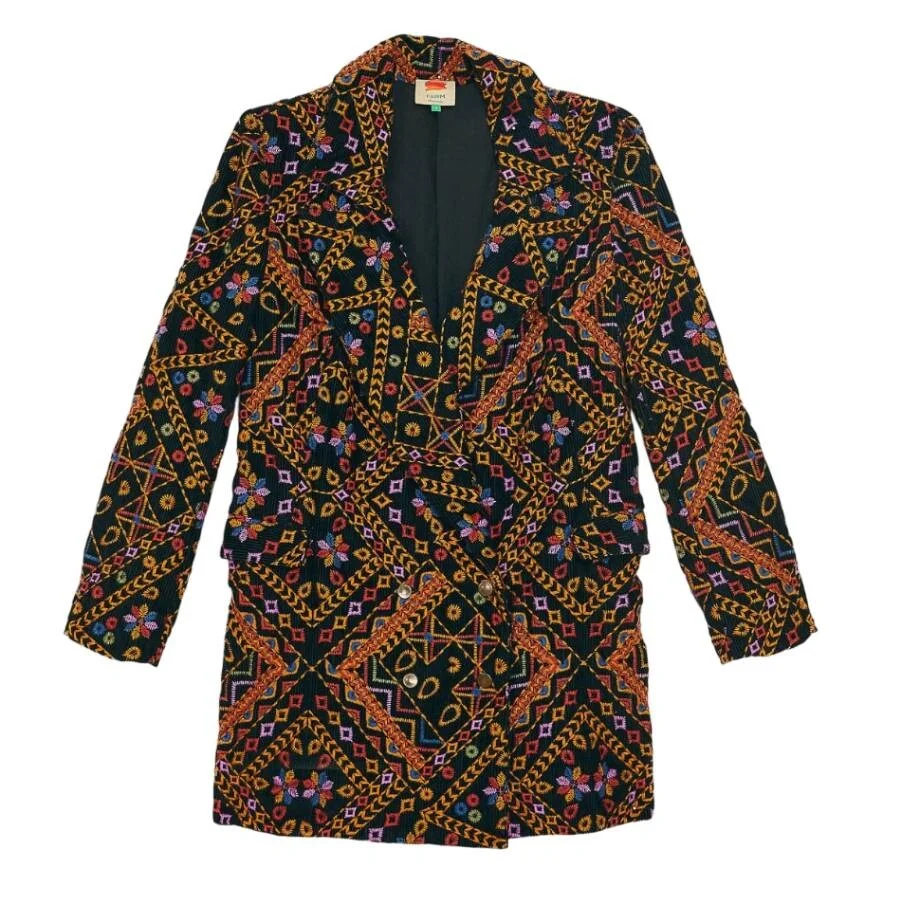 Farm Rio Embroidered Corduroy Blazer - 1