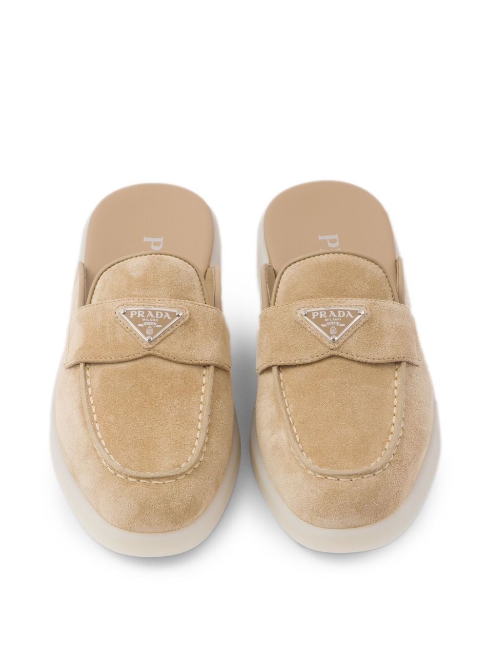 logo-plaque suede mules - 4