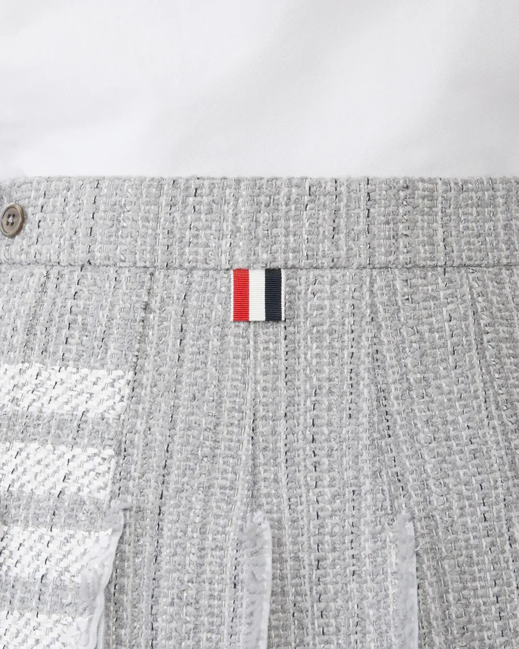 SOLID TWEED 4-BAR PLEATED MINI SKIRT - 4