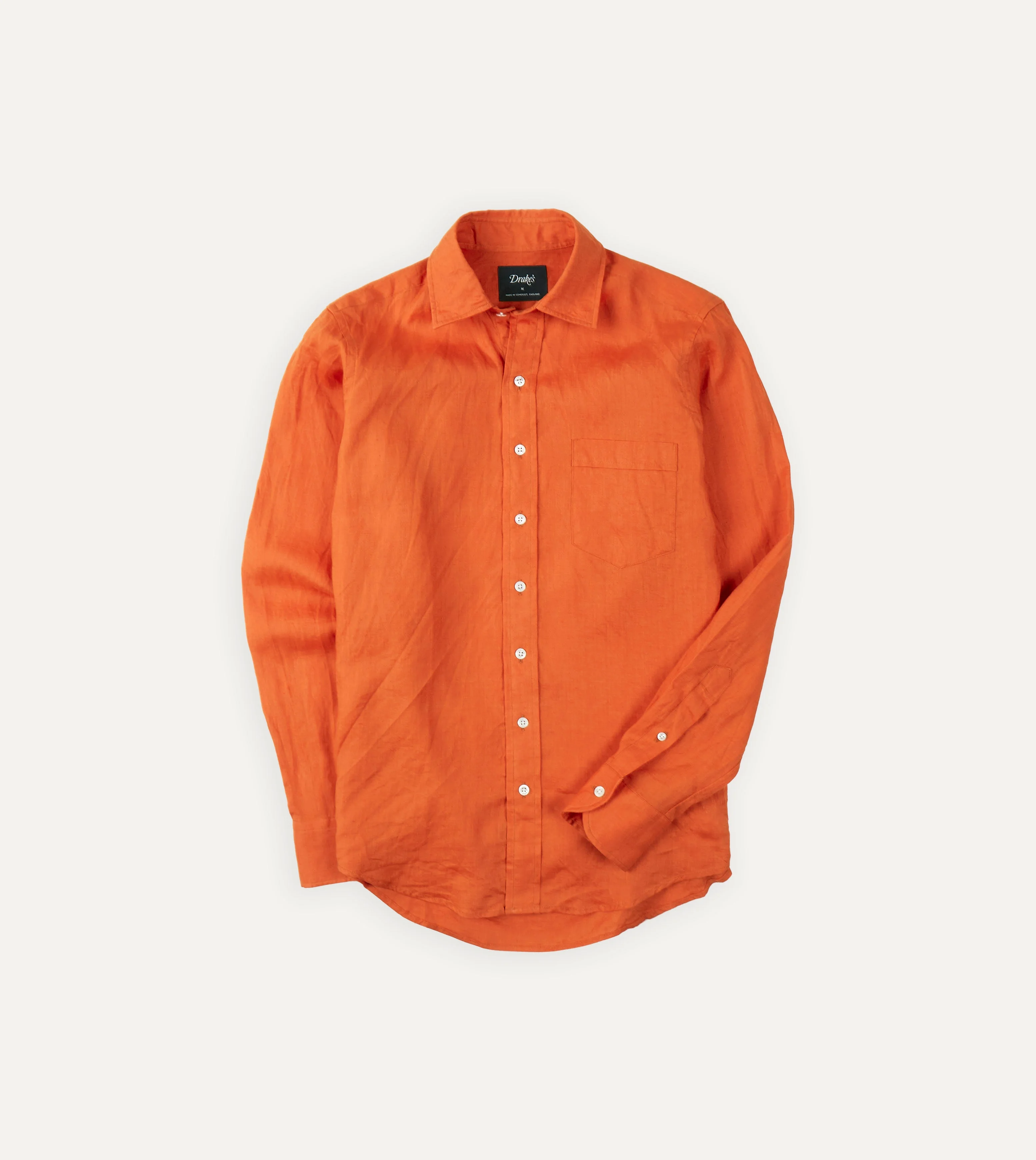 Orange Linen Spread Collar Shirt - 1