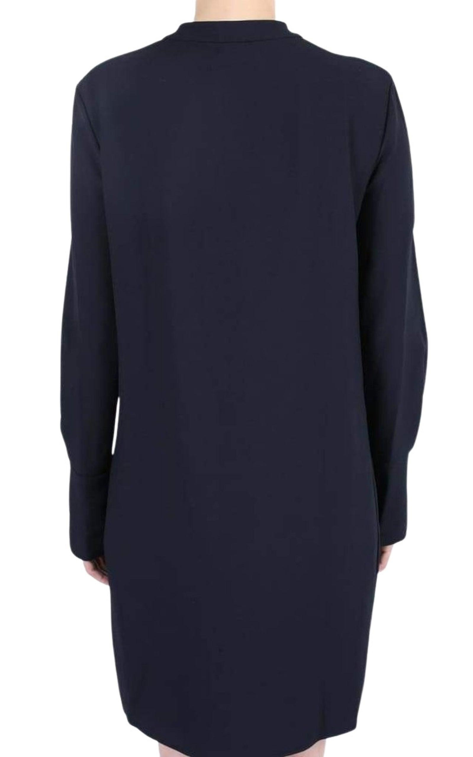 Neck Tie Shift Black Dress - 4