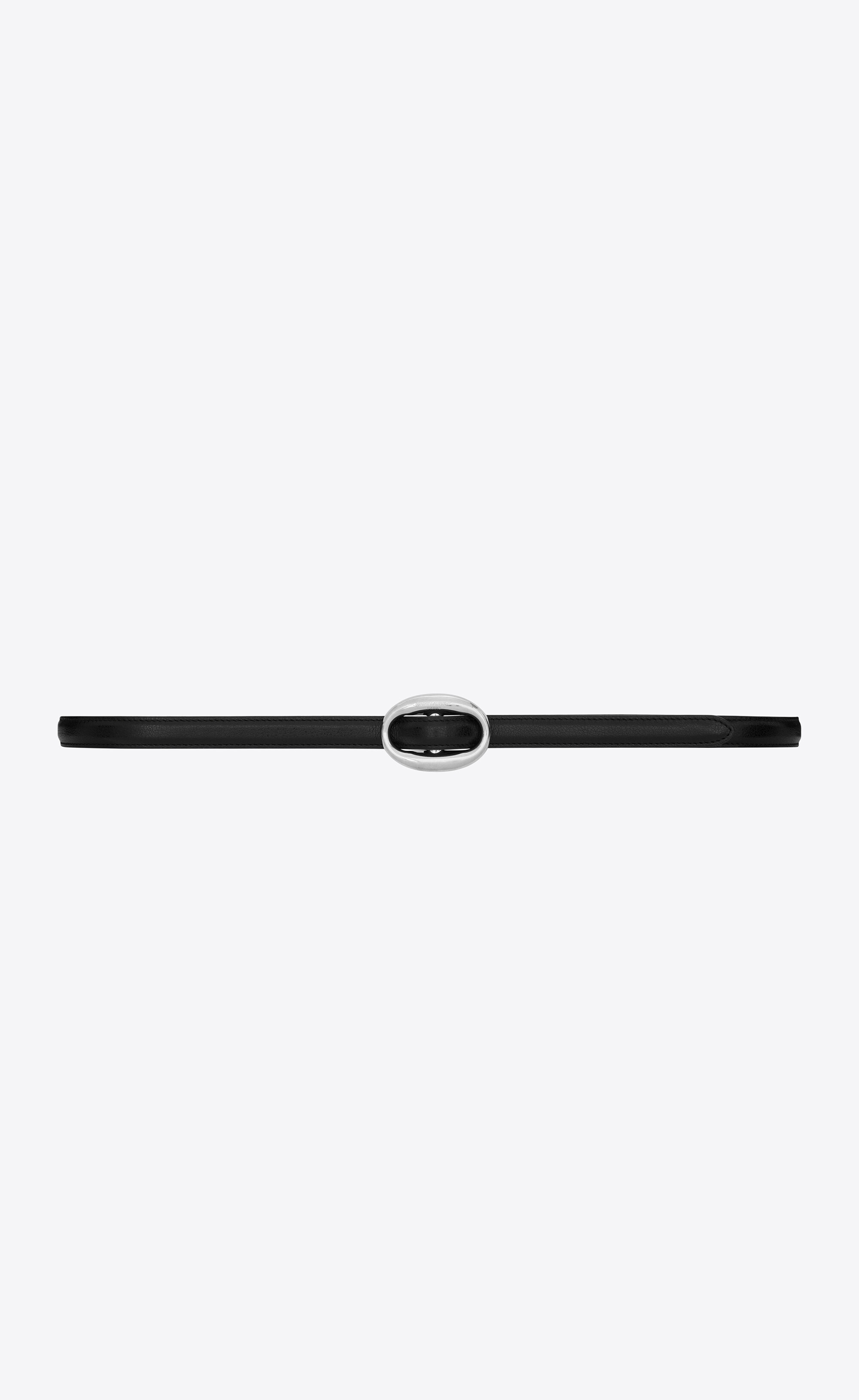 oval buckle thin belt in smooth leather - 1
