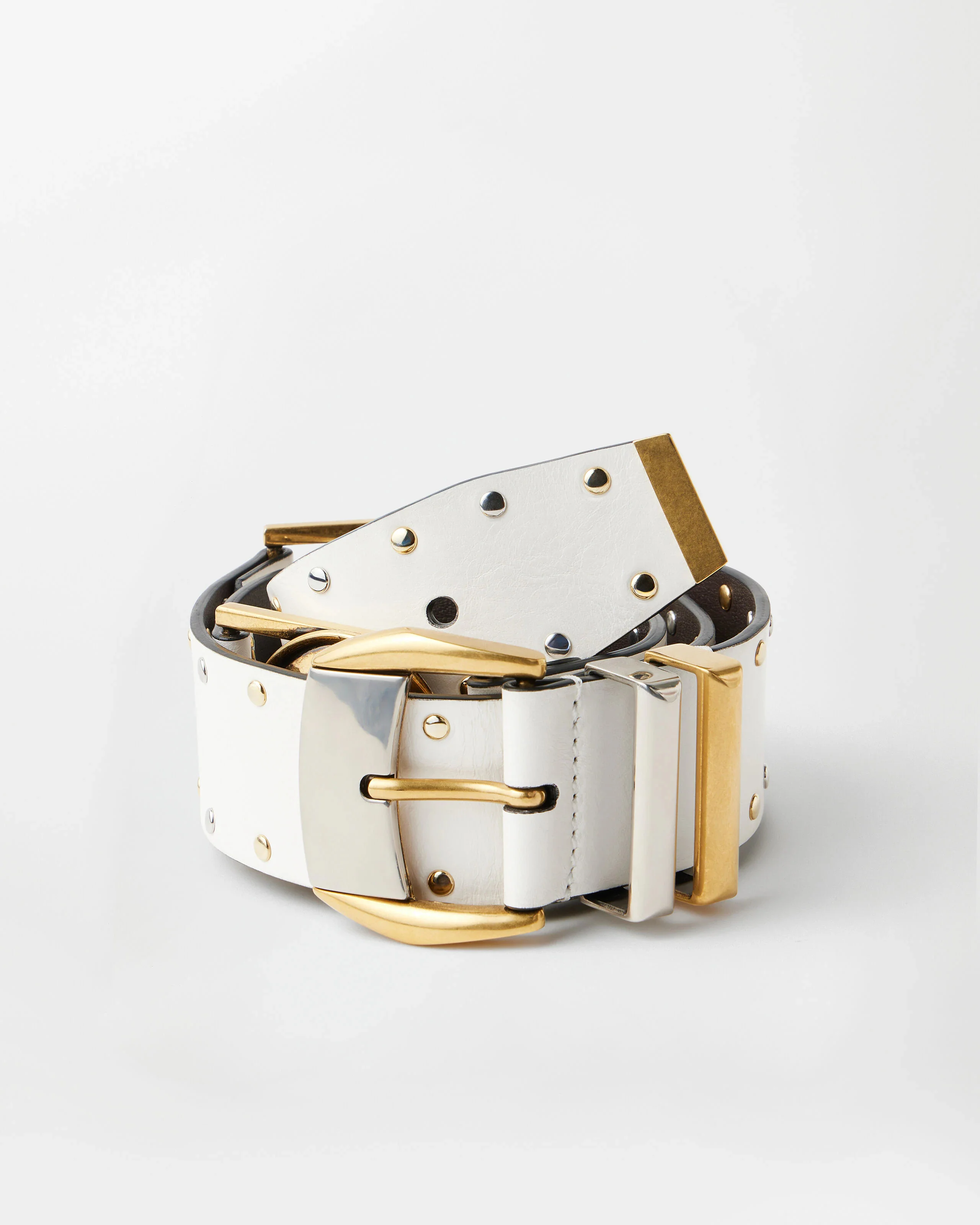 Studded Leather Belt 4 cm - 1