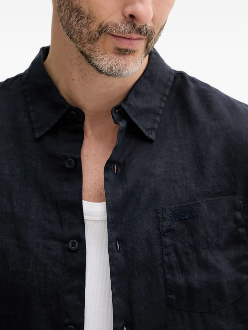 embroidered-pocket linen shirt 4