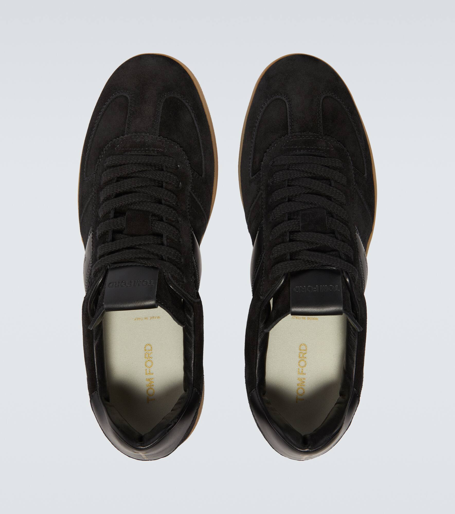 Leather-trimmed suede sneakers - 4