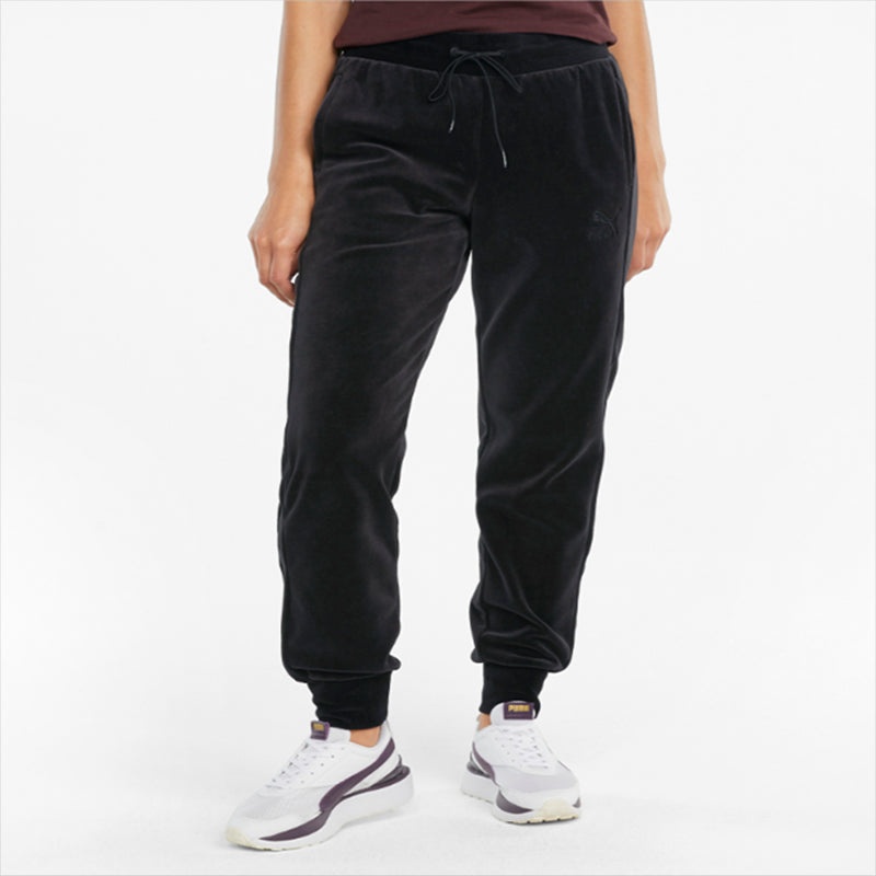 (WMNS) PUMA Iconic Embroidery Logo Knitting Trousers Black 532951-01 - 5