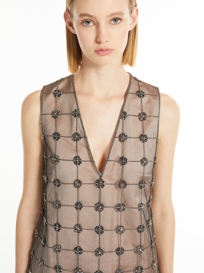ACINO Embroidered duchess satin mini dress 5