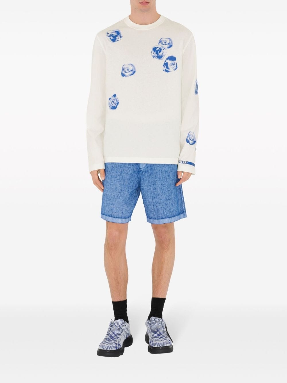 Equestrian Knight-appliquÃ© linen shorts - 2
