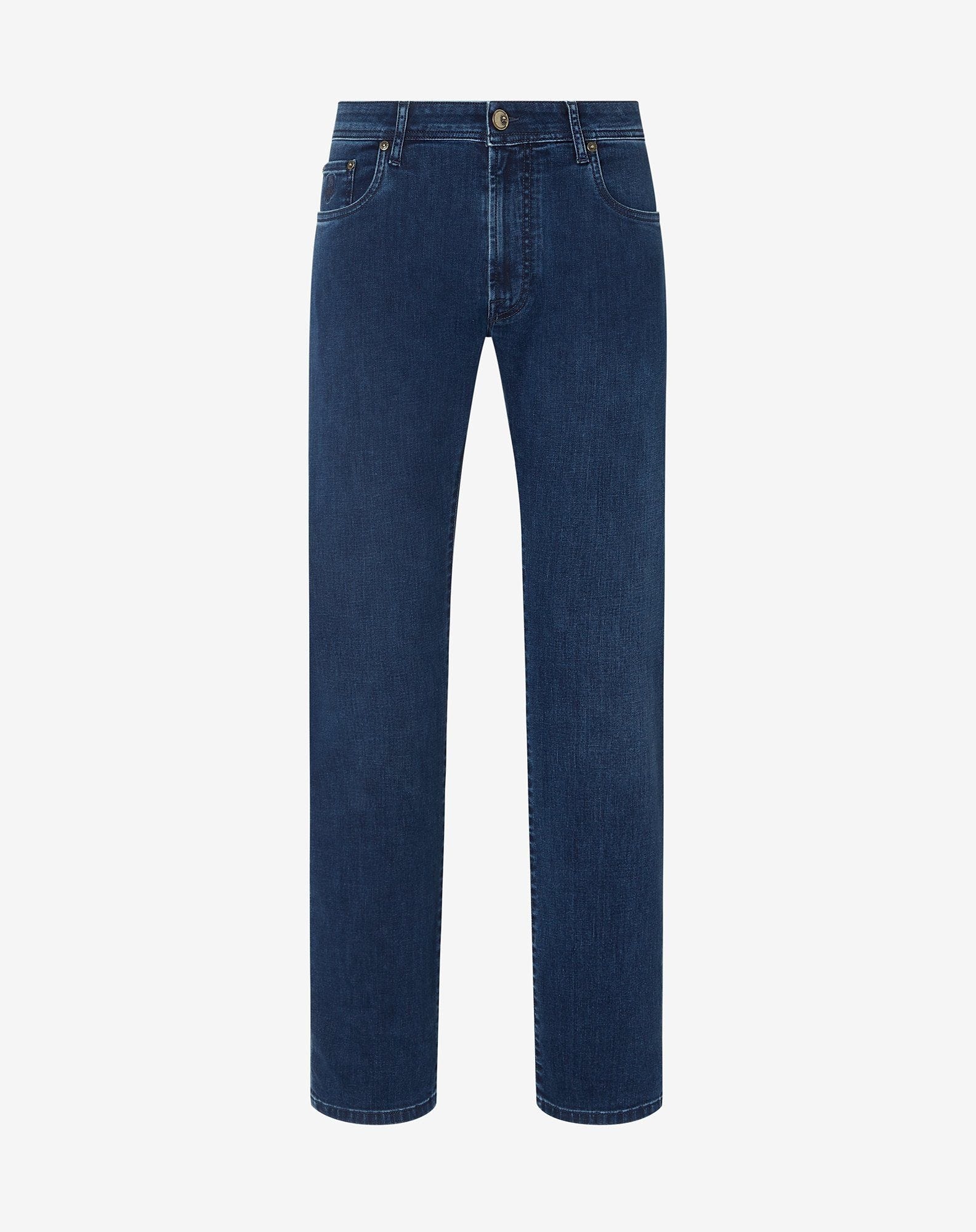 Blue stretch cotton 5-pocket trousers - 1