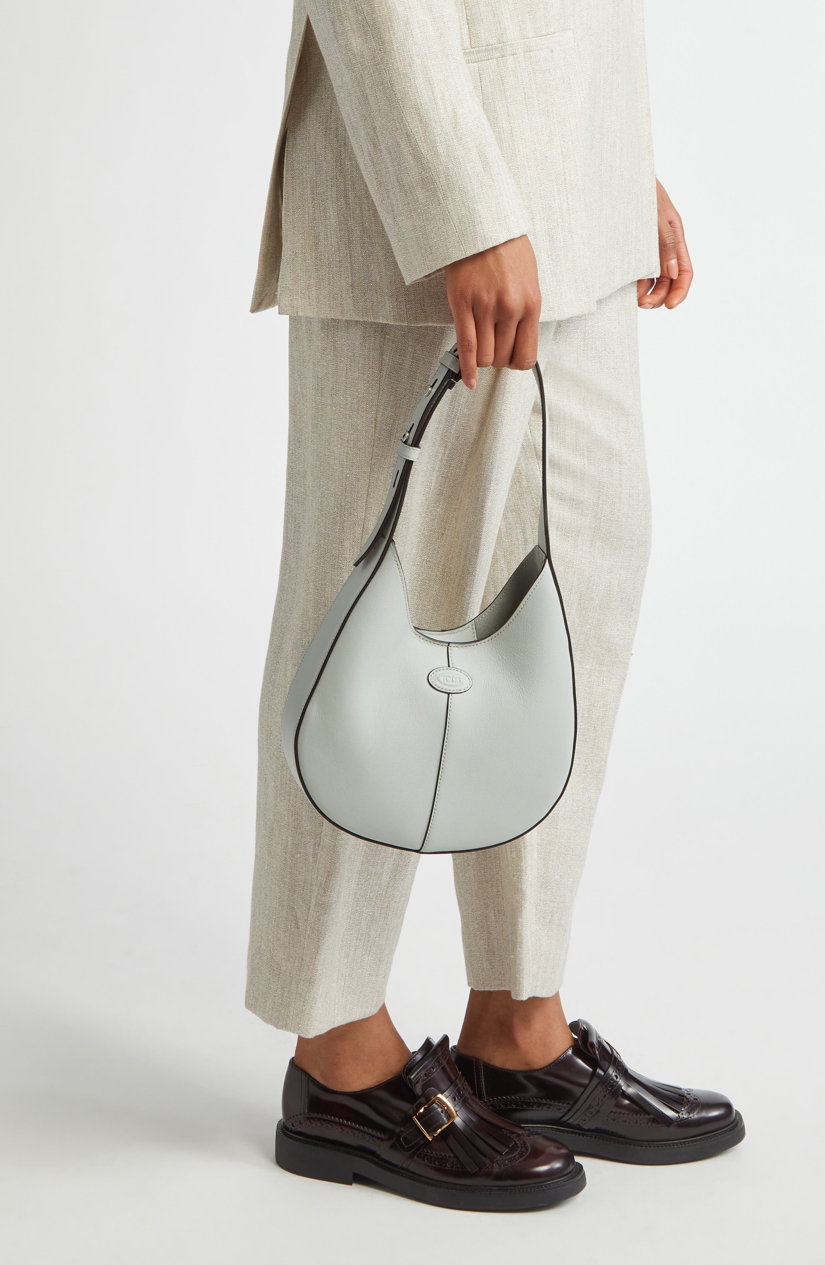 Tod's Mini Di Leather Hobo Bag in Cromo Chiaro at Nordstrom - 3