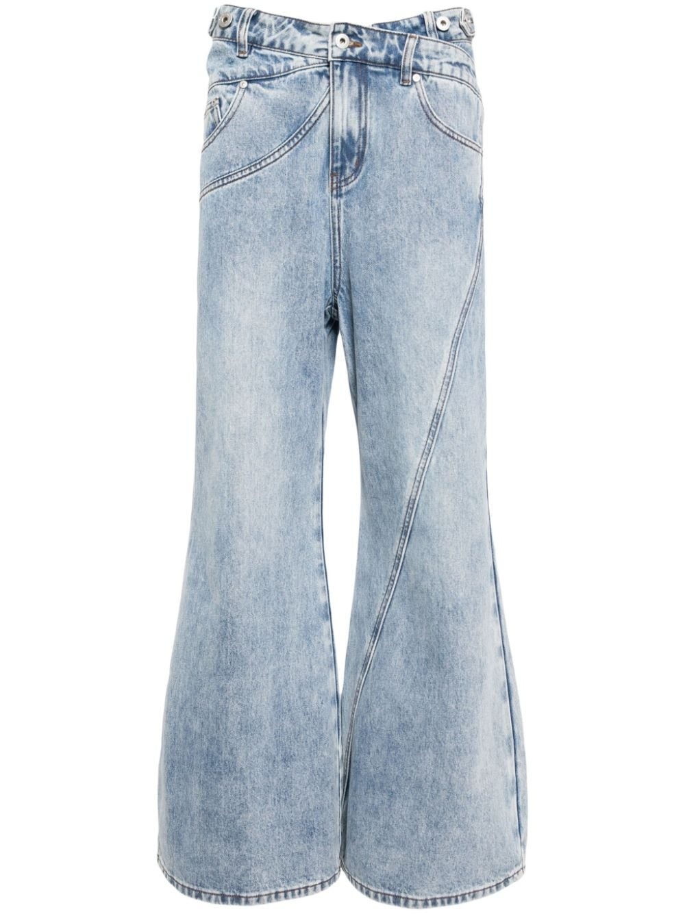 crossover waistband wide-leg jeans - 1