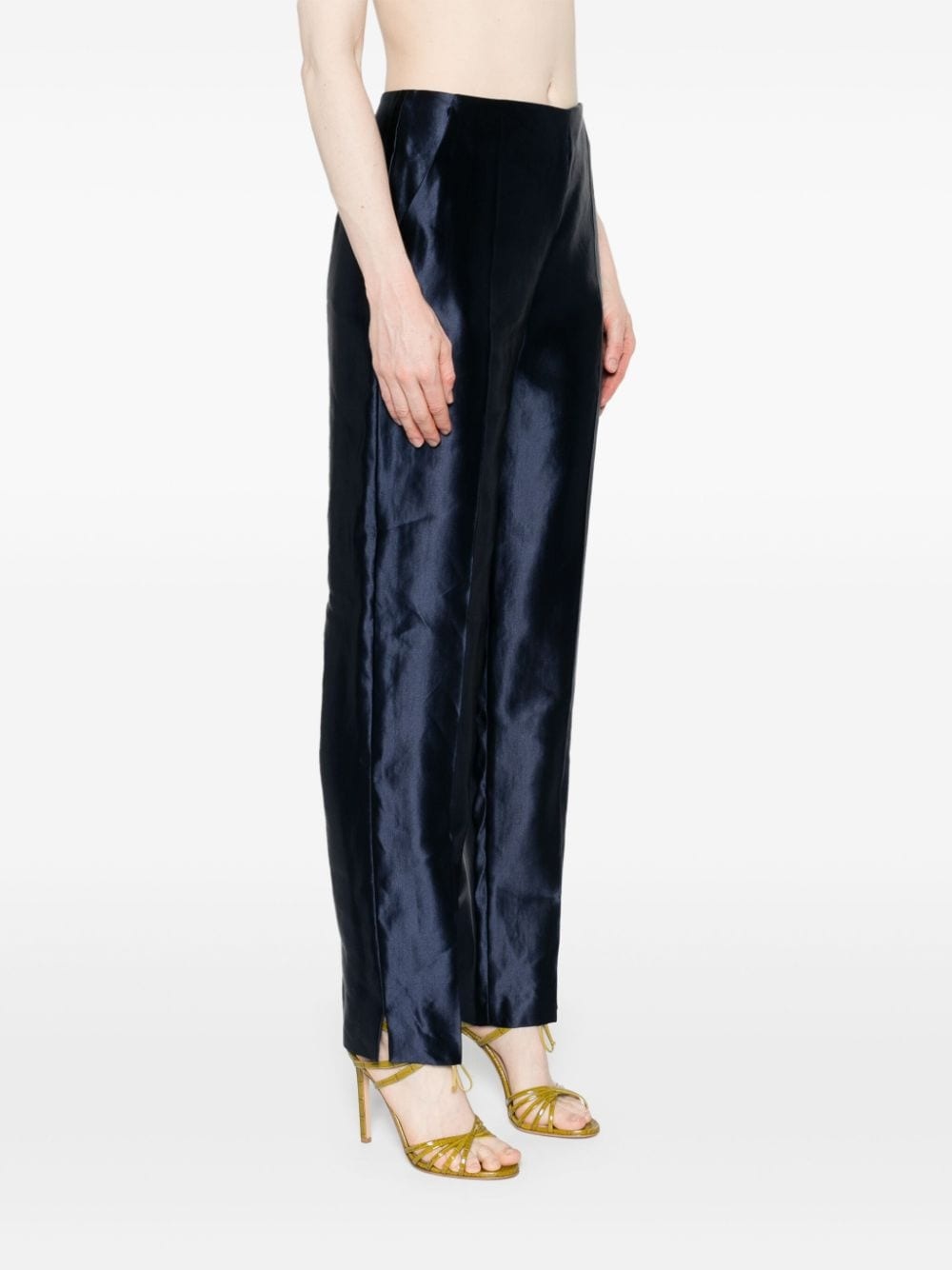 seam-detail satin trousers - 3
