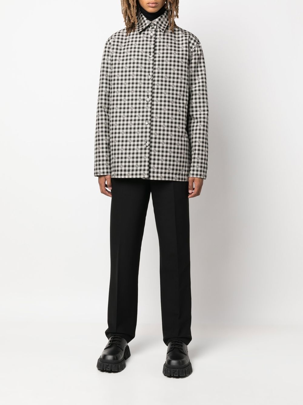 reversible houndstooth-check jacket - 6