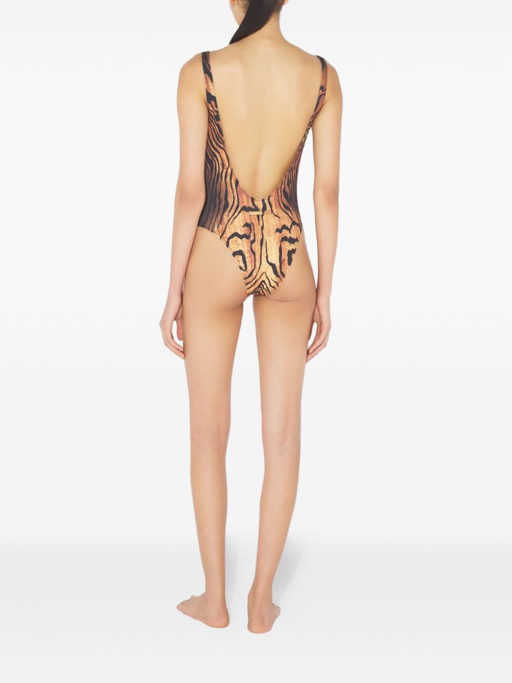 wood-print scoopneck swimsuit - 3