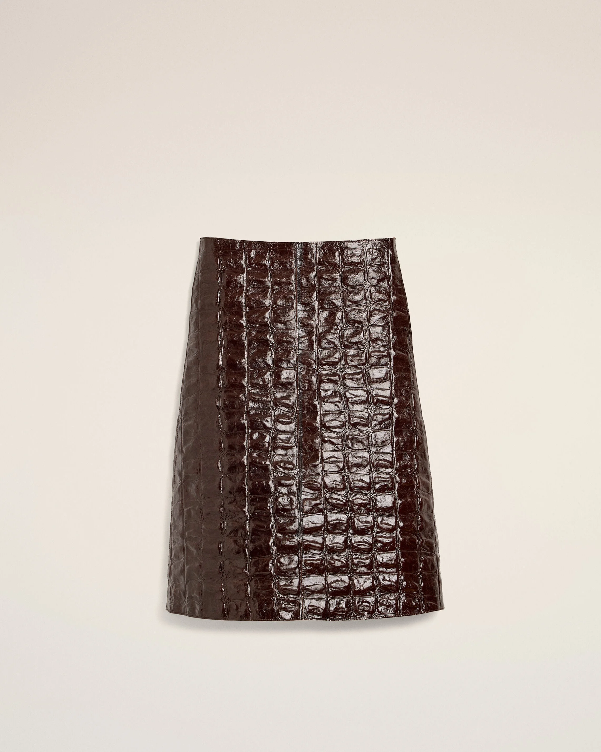 BURGUNDY MIDI COWHIDE LEATHER SKIRT - 1