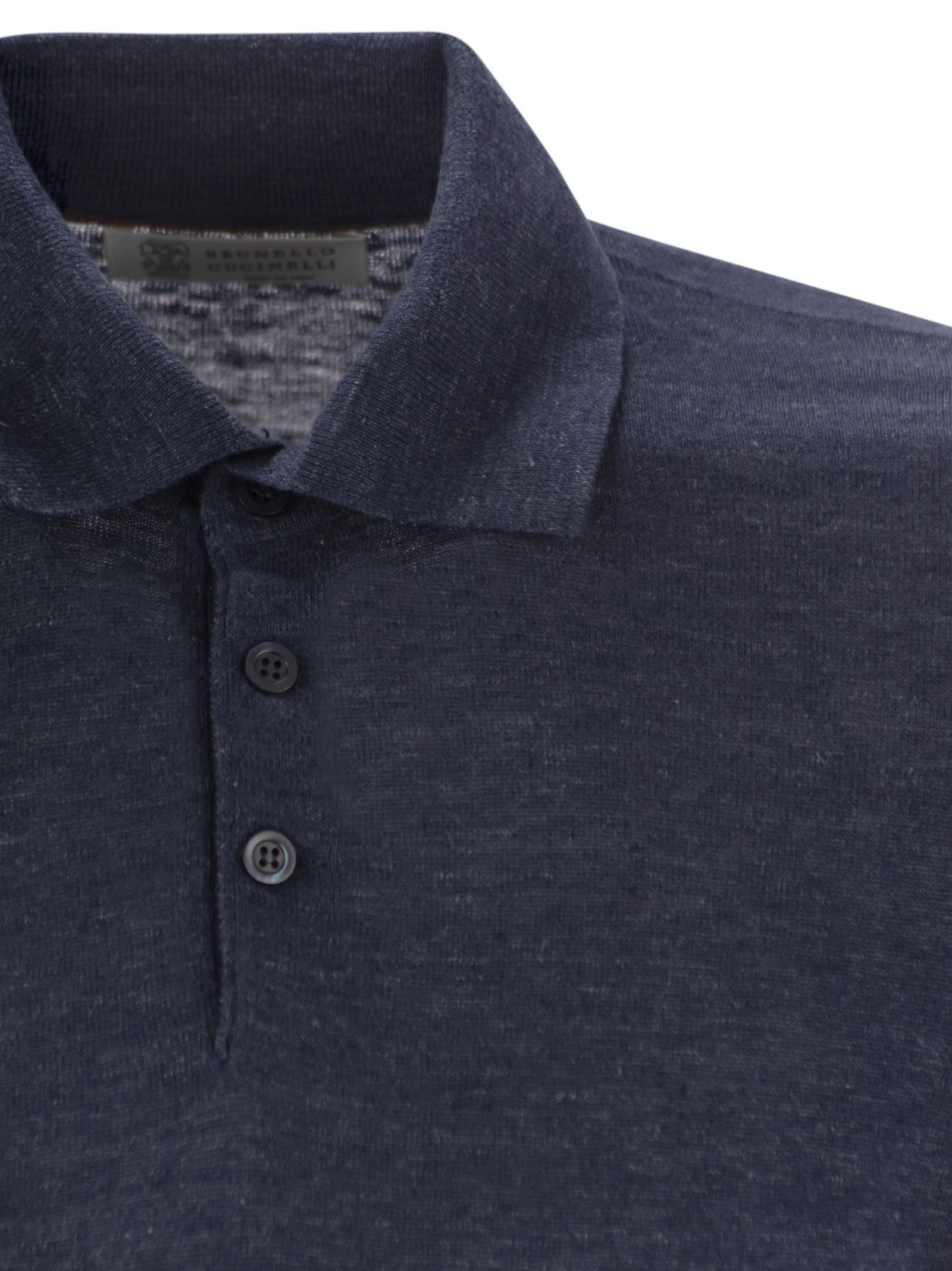 Brunello Cucinelli Men Linen And Cotton Knit Polo Shirt - 4