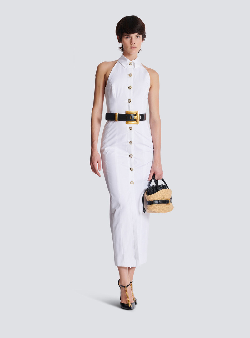 Balmain Bodycon backless poplin dress outlook