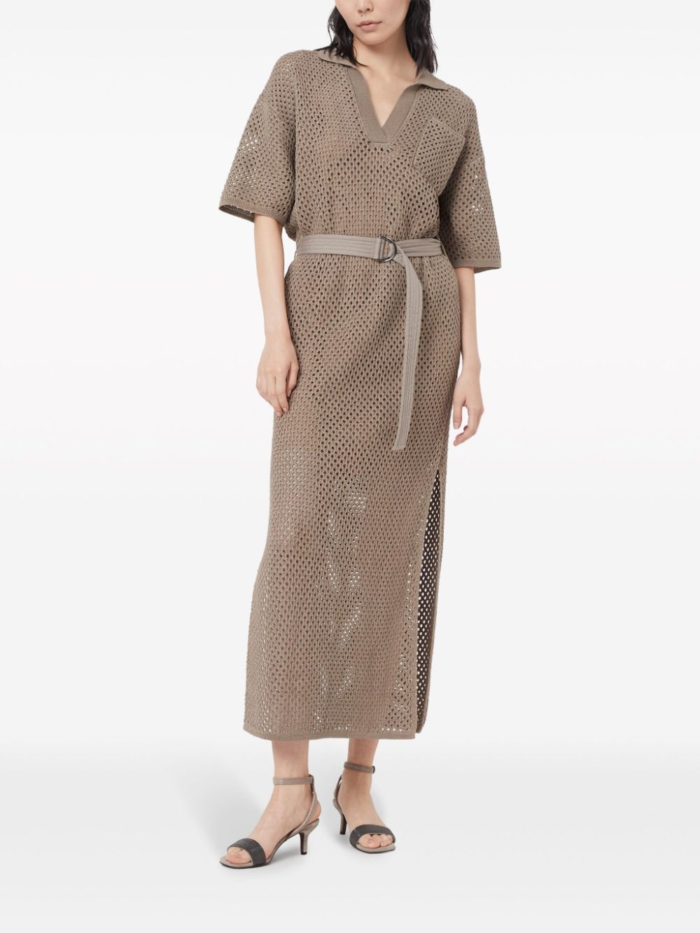 Brunello Cucinelli Cotton Net Dress With Belt - 4