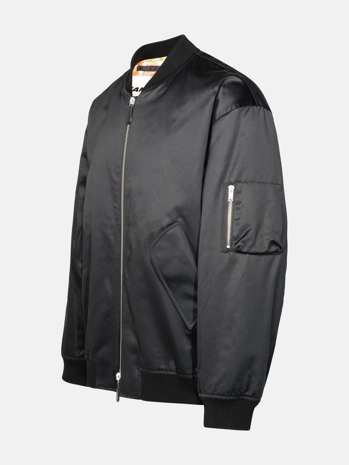 BLACK COTTON BOMBER JACKET - 2