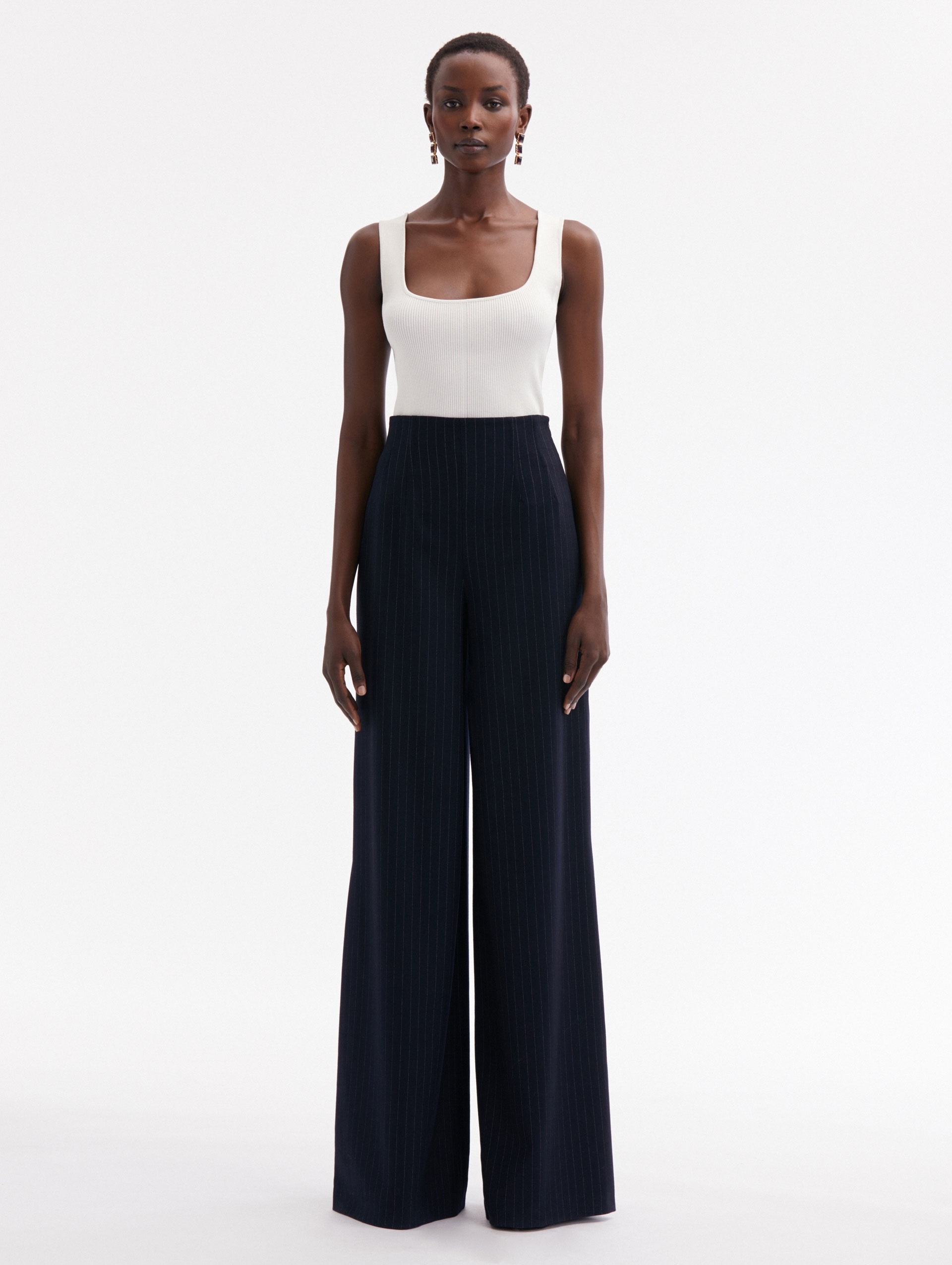 PINSTRIPED WIDE LEG PANT - 3
