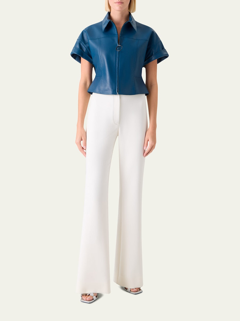 AKRIS Pin-Dot Nappa Leather Short-Sleeve Zip Jacket outlook