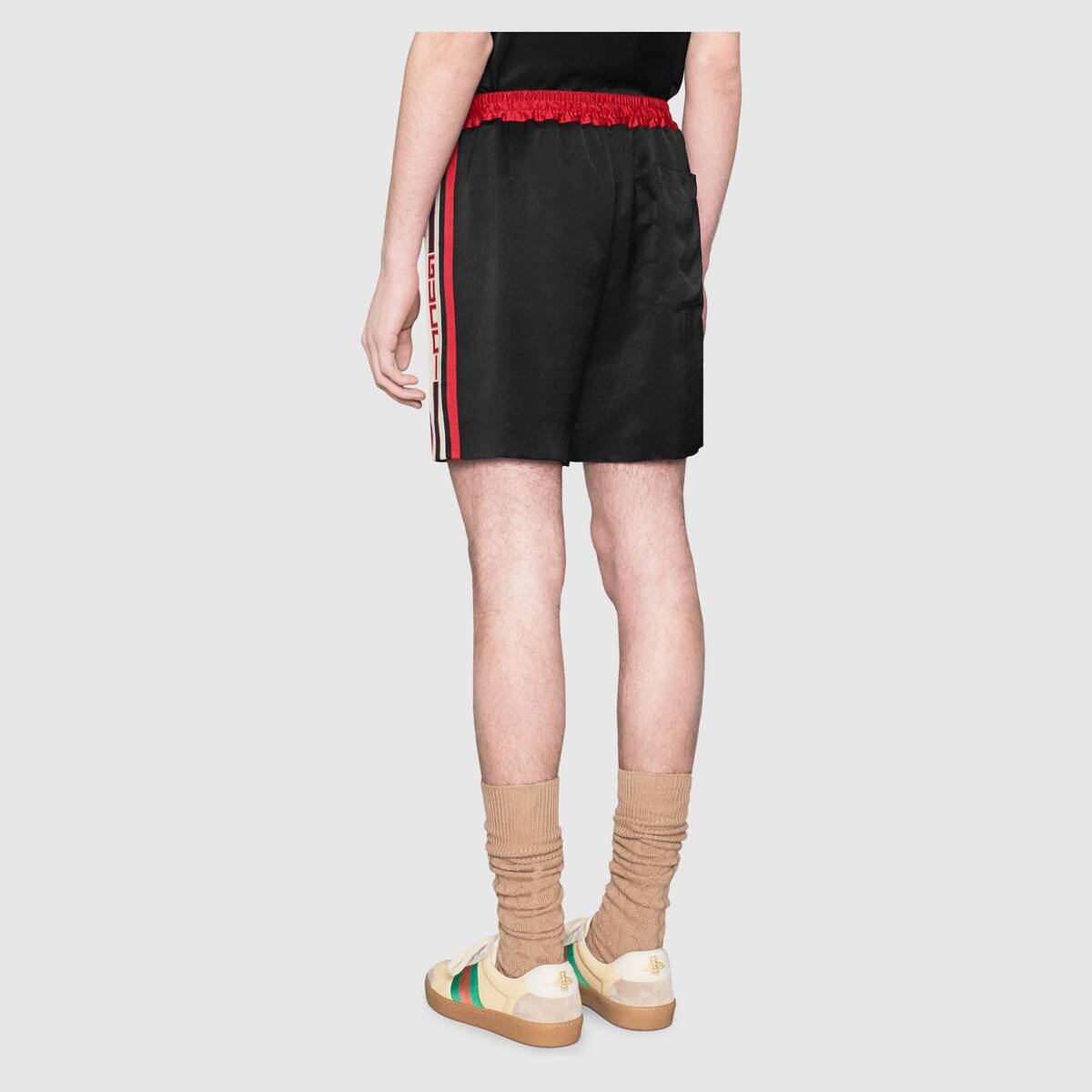 Acetate shorts with Gucci stripe - 4