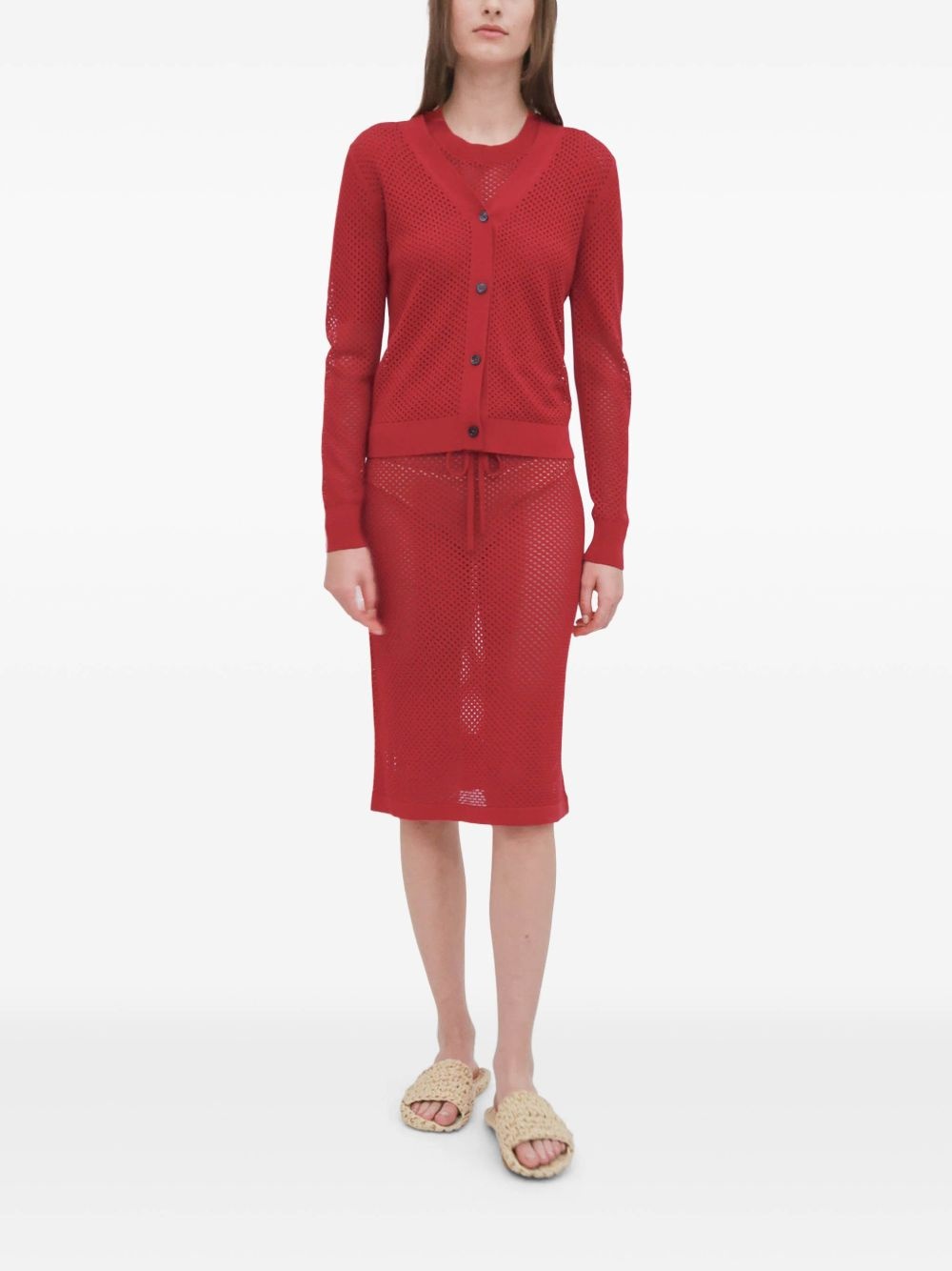 mesh pointelle cardigan - 3