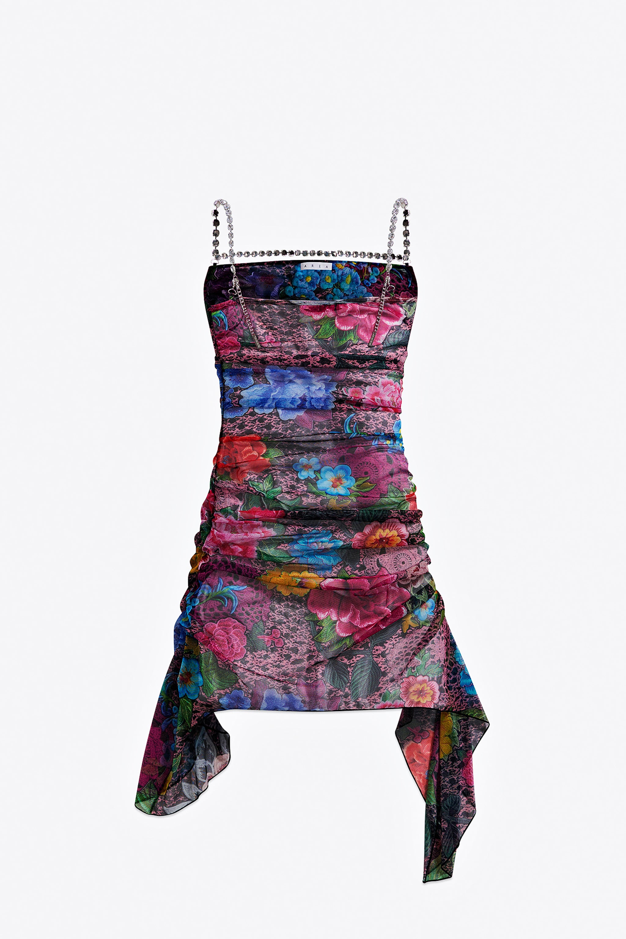 CRYSTAL EMBELLISHED PRINTED TULLE MINI DRESS - 2