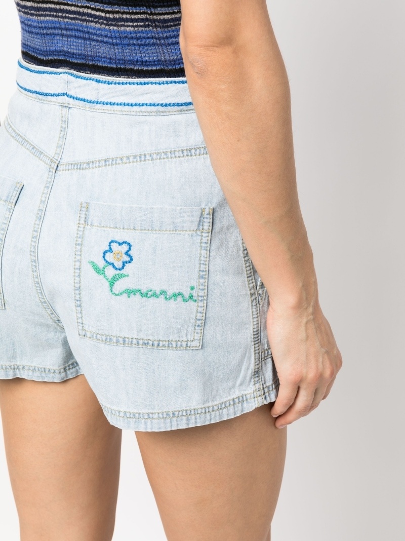 embroidered-logo denim shorts - 5