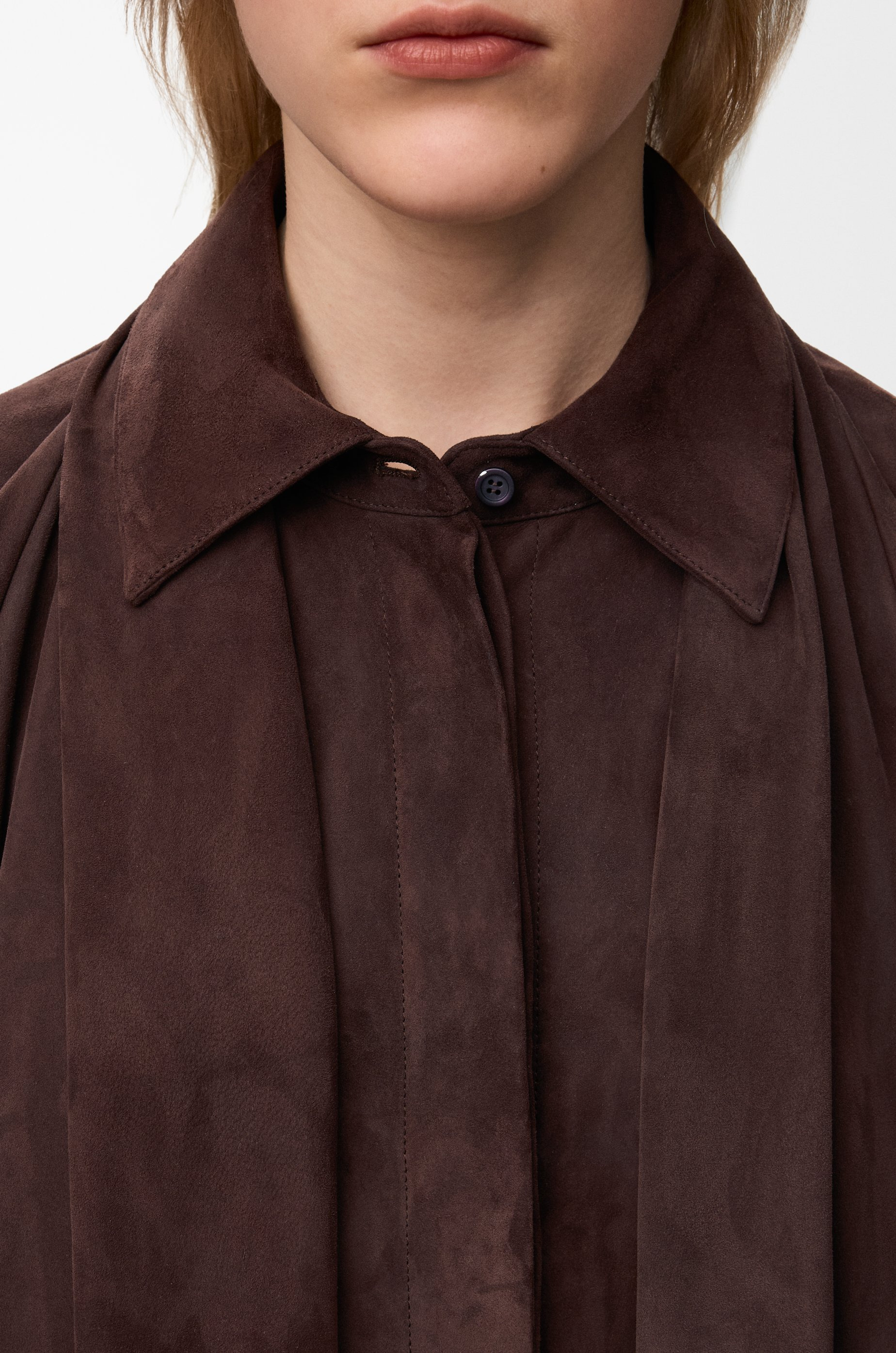 Draped shirt in suede goatskin - 5