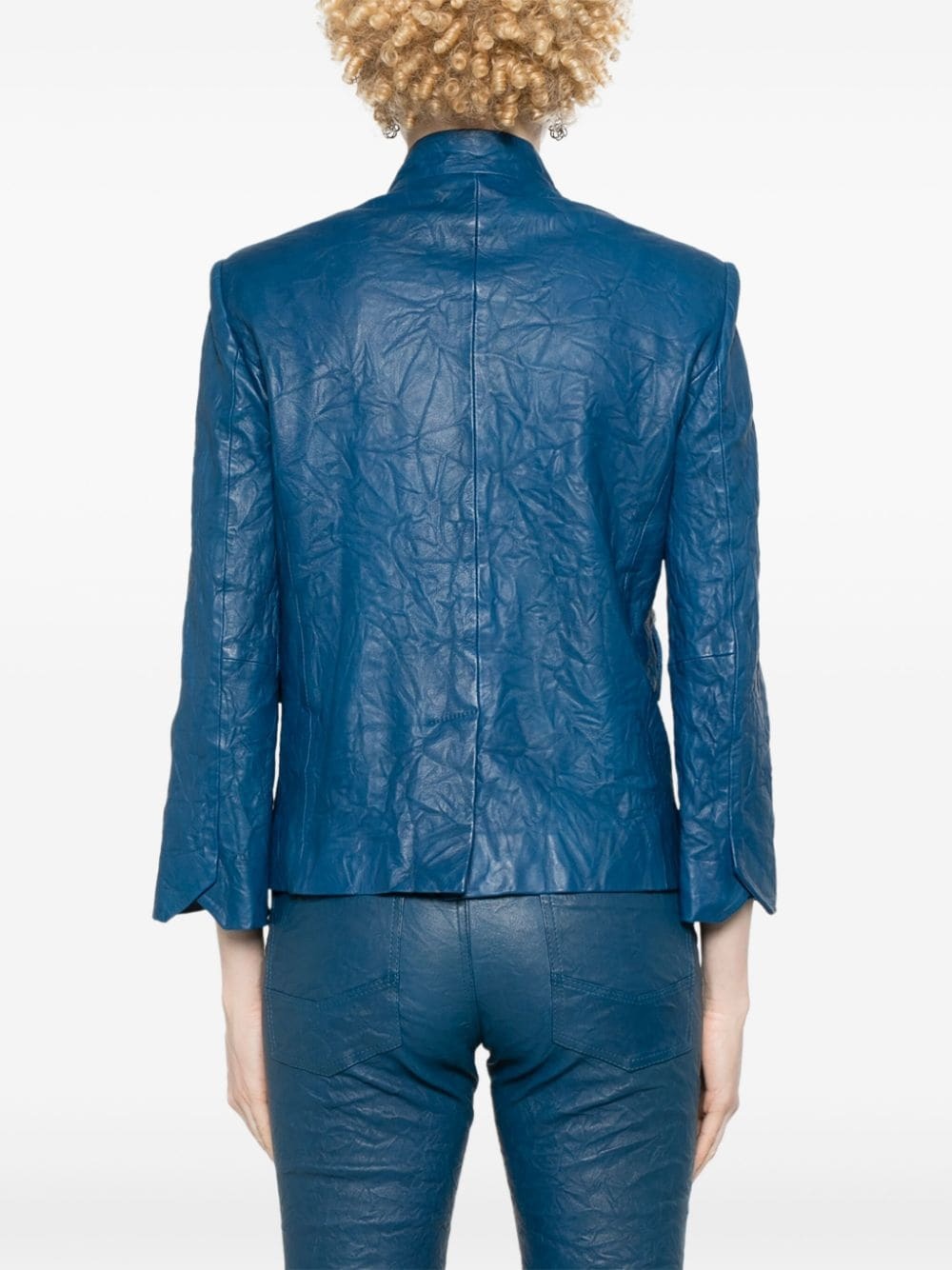 Verys crinkled leather blazer - 4