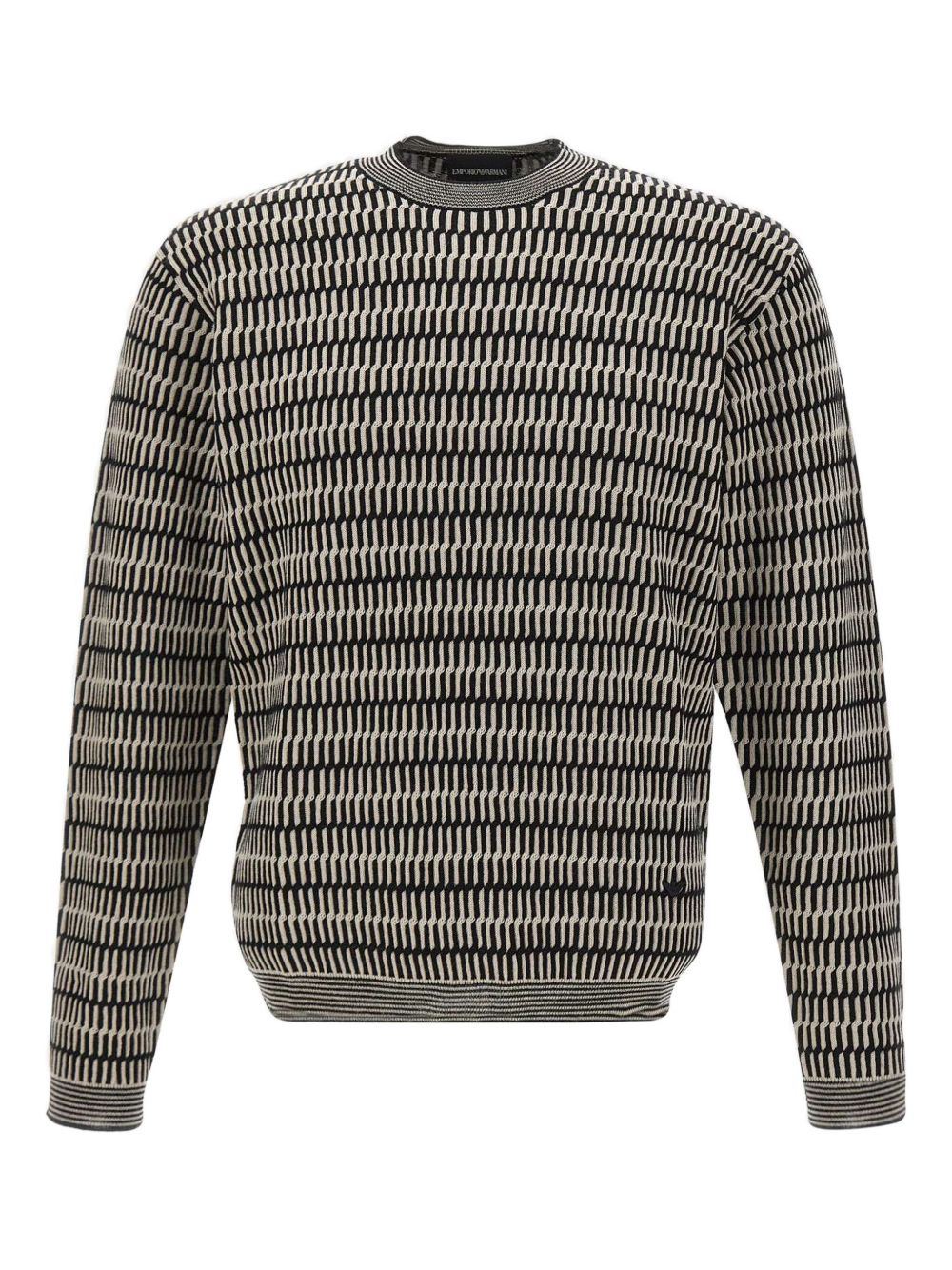 optical-pattern crew-neck sweater - 1