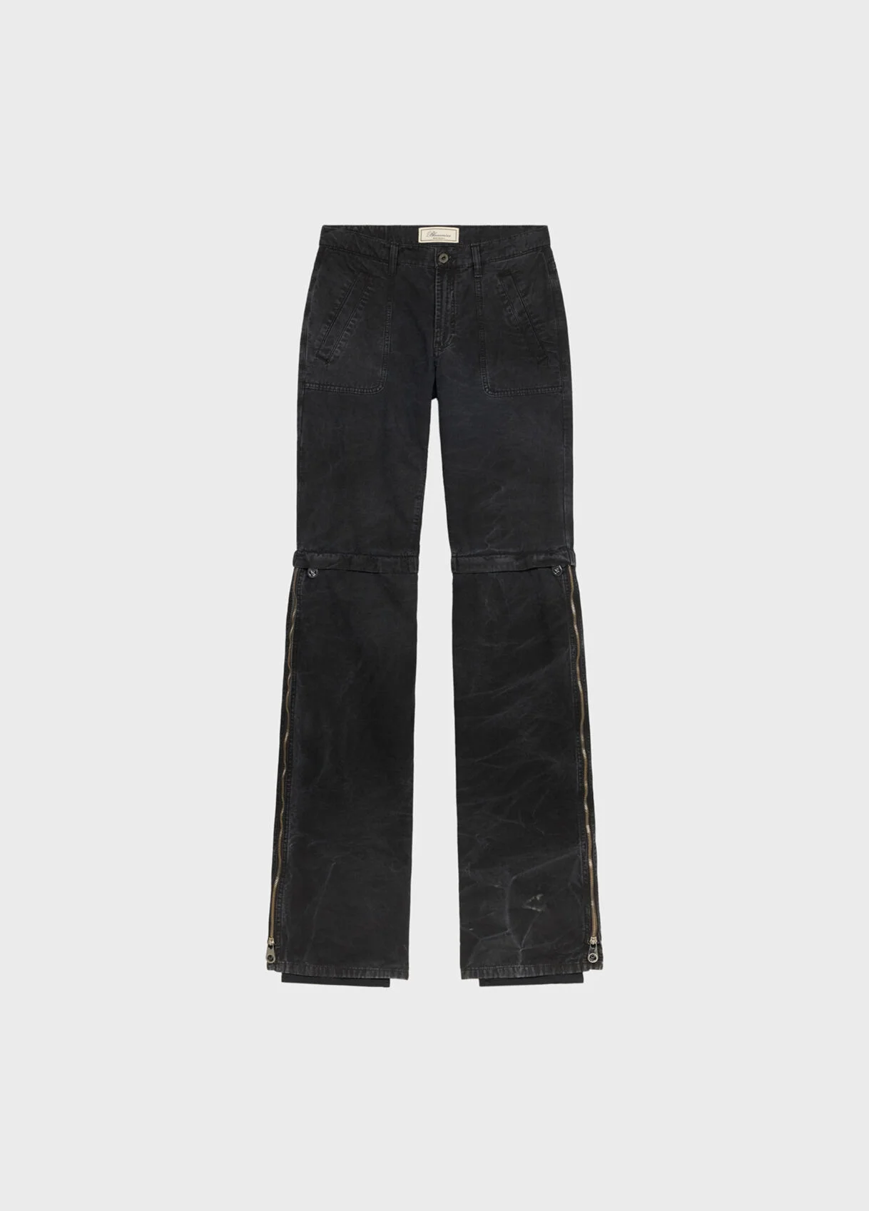 STRAIGHT LEG CANVAS PANTS WITH ZIP - 1