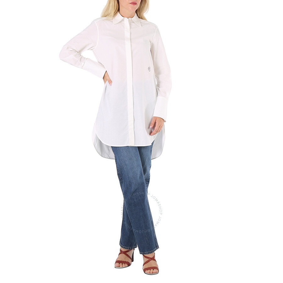 Chloe Ladies White Poplin Long-cut Shirt, Brand Size 34 (US Size 0) - 6