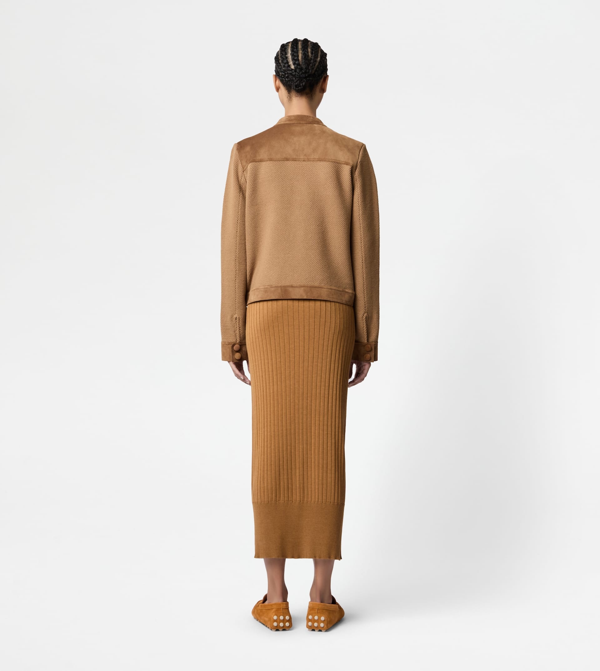 JACKET IN WOOL WITH SUEDE DETAILING - BROWN - 3