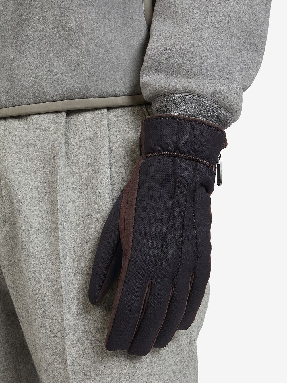 short contrast-panel gloves - 3